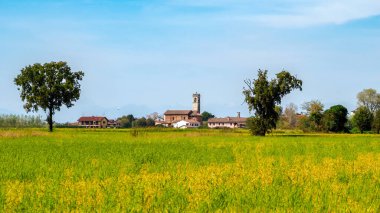Tainate yakınlarındaki kır manzarası, Milano, Lombardy, İtalya