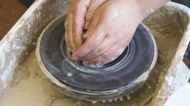 Handicraft courses pottery hobby modeling clay — Stock Video