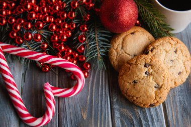 Yeni yıl festival dekor çerez şeker kamışı ahşap