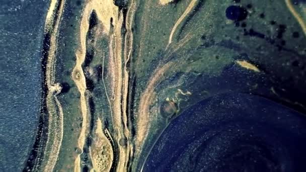 Paint flow zandeiland overstroming Navy Blue Ink mix — Stockvideo