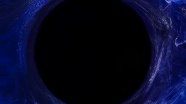 Inkt Swirl zwart gat blauwe rook flow cirkelbeweging — Stockvideo