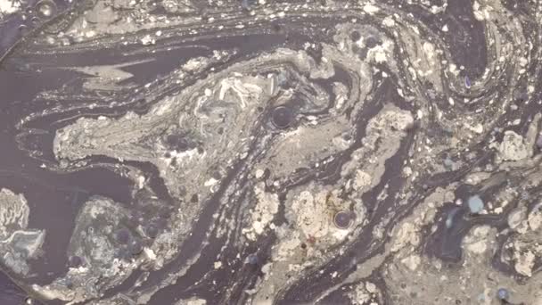 Ink water mix toxic waste bubbling paint motion — Stock Video