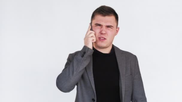 Business call distance communication man phone — Stock Video
