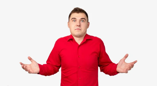 No idea gesture shock surprise overwhelmed man — Stock Photo, Image