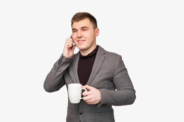Affärsman livsstil manager telefonsamtal kaffe — Stockfoto
