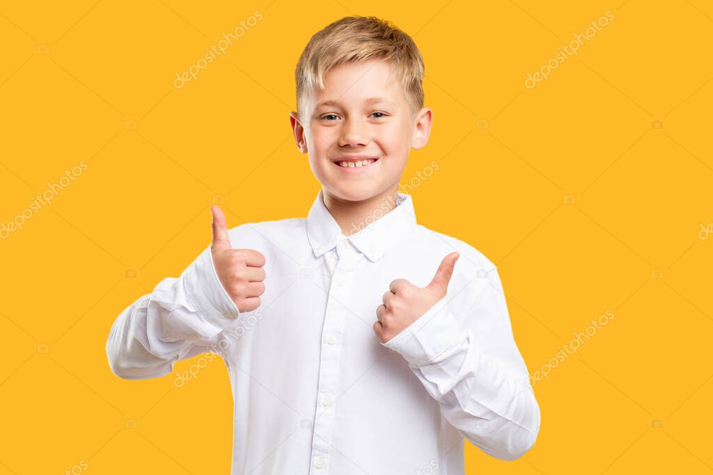 like gesture approval sign cheerful boy thumbs up