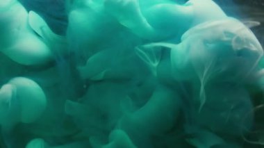 Ruhsal duman. Karışık renk. Odaklanmamış mavi mürekkep suyu buharı soyut siyah sanat dokusu üzerinde yüzen sıvı içinde dönüyor..