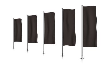 Satır siyah dikey afiş bayrakları.