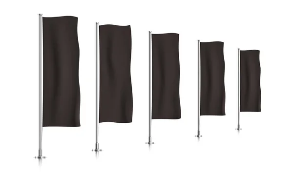 Ряд чёрных вертикальных флагов . — стоковый вектор