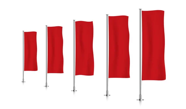 Ряд красных вертикальных флагов . — стоковый вектор