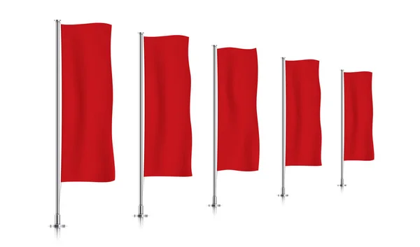Fila de bandeiras verticais vermelhas . —  Vetores de Stock