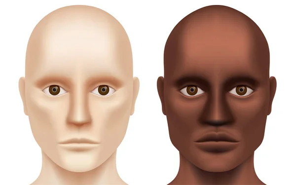 Blanc et noir sans poils hommes regardant caméra . — Image vectorielle
