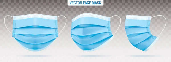 Face masks isolated on a transparent background. — Stock Vector