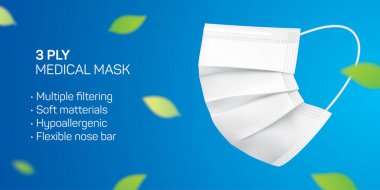 Kopya alanı ile 3 ply maskeli vektör broşürü tasarımı.