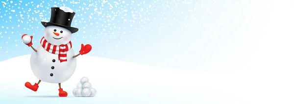 Різдвяний дизайн банера з щасливим сніговиком . — стоковий вектор