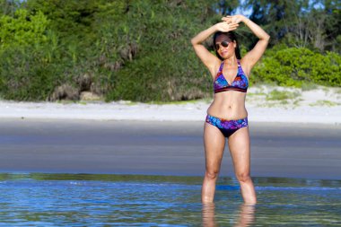Woman beautiful with swimsuit on beach