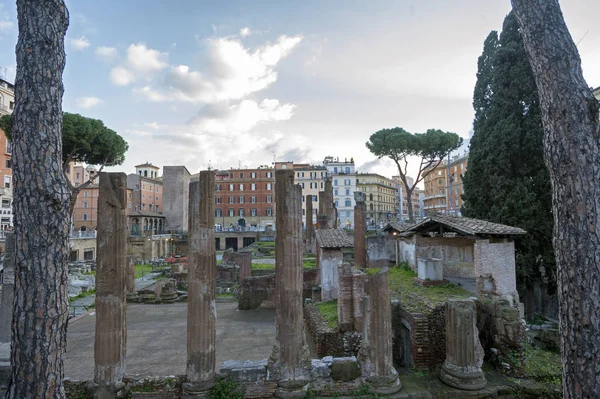 Romeinse Overblijfselen Van Tempels Largo Argentina Rome — Stockfoto