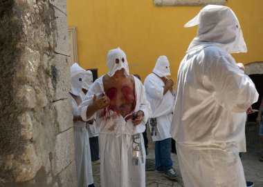 alay penitents kutsal hafta içi benevento il içinde. İtalya.