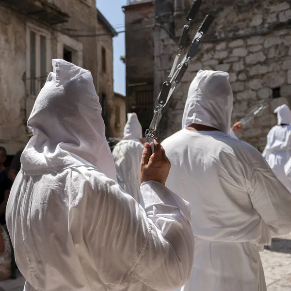 procession of penitents during the holy week in the province of benevento.Italy.