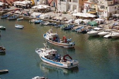 Procida, Campania, Napoli adasının inanılmaz görünümü.