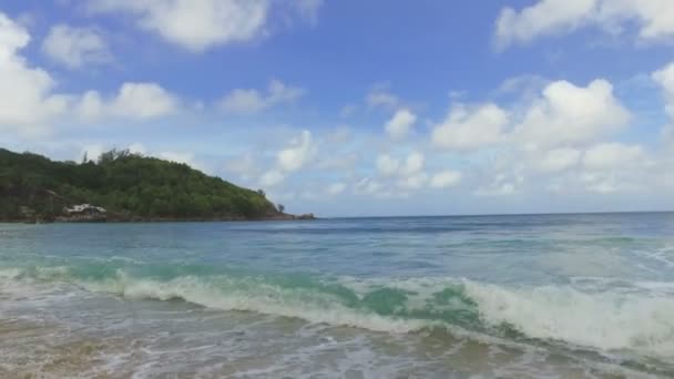 Vista Oceano Índico Praia Takamaka Ilha Mahe Seychelles — Vídeo de Stock