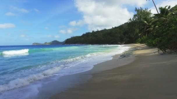 Felvétel Indiai Óceánra Takamaka Strandon Mahe Sziget Seychelle Szigetek — Stock videók