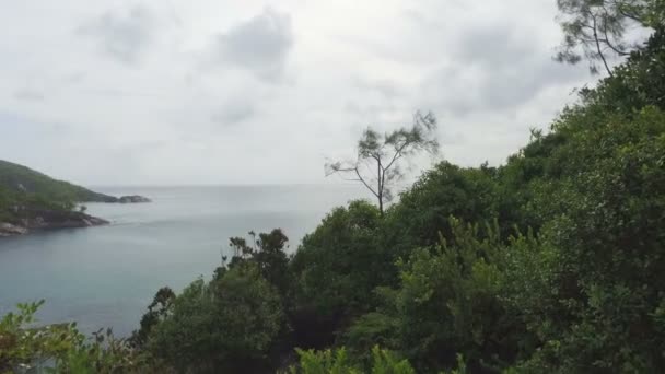 Πανοραμική Θέα Στον Ινδικό Ωκεανό Και Την Παραλία Anse Major — Αρχείο Βίντεο