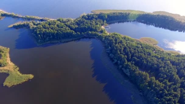 Aerial Landscape Beautiful Forest Islands Lake Seliger Russia — Stock Video