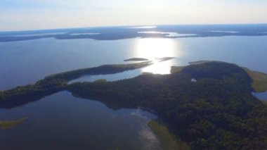 Seliger Gölü üzerindeki Klichen Adası 'Nın hava Panoraması, Rusya