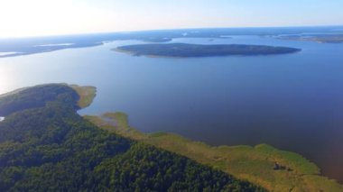 Seliger Gölü üzerinde adalar hava Panoraması, Rusya