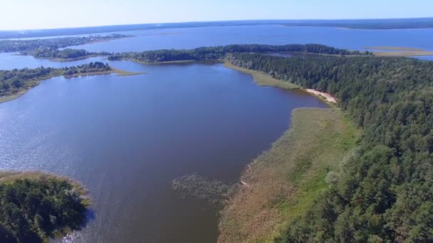 Vista Aérea Las Islas Ciudad Lago Seliger Rusia — Vídeos de Stock