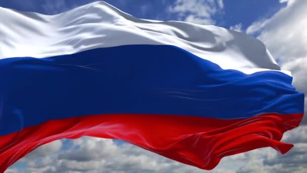 Флаг России в ультра медленном движении на фоне неба Стоковый Видеоролик