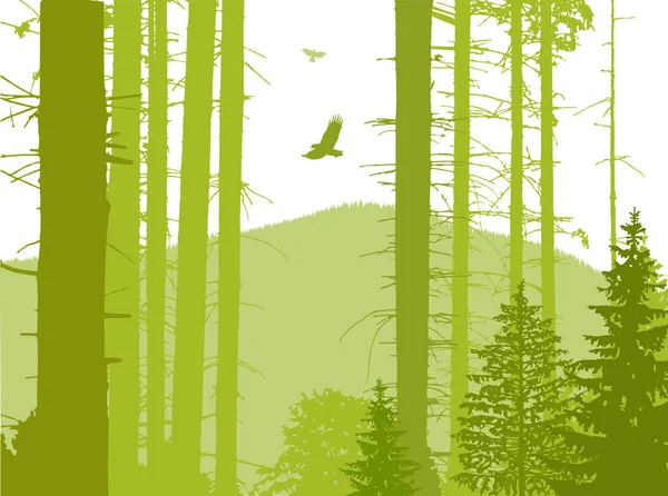 Εικόνα Του Τοπίου Eco Πανό Πράσινο Παστέλ Τόνους — Διανυσματικό Αρχείο