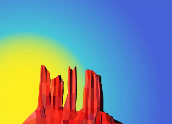 Fondo Del Paisaje Desierto Occidental Rocas Rojas Amanecer Cielo Colorido — Vector de stock