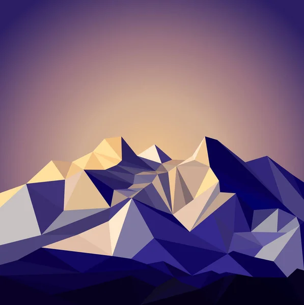 Imagen Montaña Nieve Pico Bandera Arte Poligonal Tonos Azul Violeta — Vector de stock