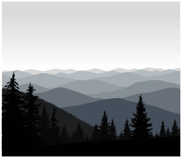 Panorama Pohoří Šedé Odstíny — Stock fotografie