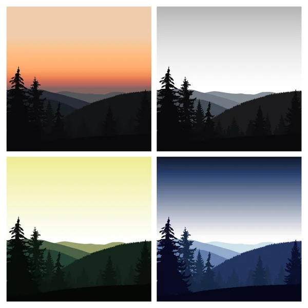 Vier Kleurrijke Berglandschappen — Stockfoto