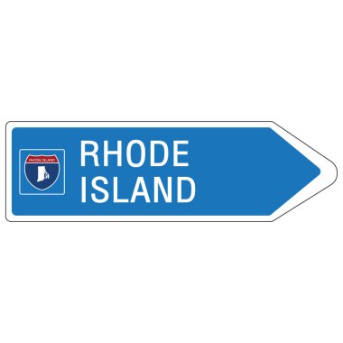 Yol tabelası Amerikan tarzında otoyola hoş geldiniz Rhode Island 'a ait bilgi ve haritaları işaret vektörü resim illüstrasyonunun yeşil arka planında sunuyoruz. 