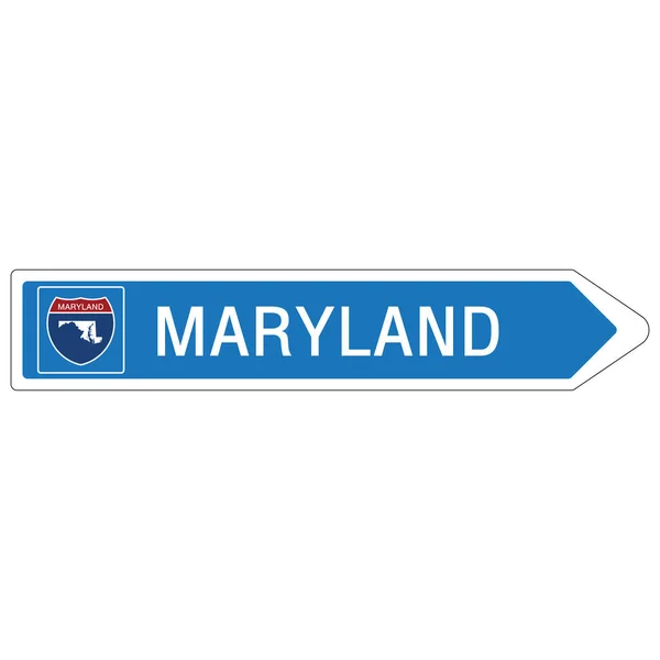 道路標識アメリカのスタイルで高速道路の標識へようこそメリーランド州の情報や地図を提供サインベクトル画像イラストの緑の背景に — ストックベクタ