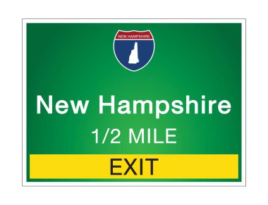 Amerika Birleşik Devletleri 'nin New Hampshire eyaletinin çıkışından önceki yol işaretleri yeşil arka plan vektör resimlerinde