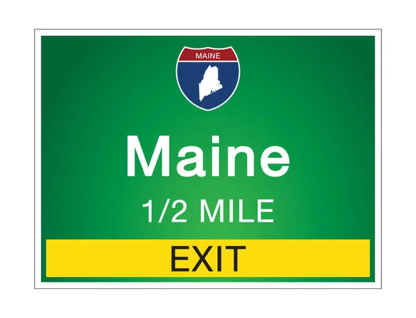 Roadway Sign Welcome Signage Highway American Style Providing Maine State — Stock Vector