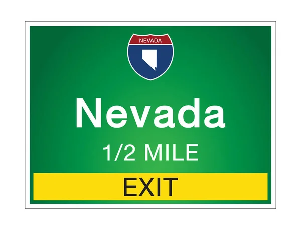 Highway Signs Exit State Nevada United States Green Background Vector — Stock Vector