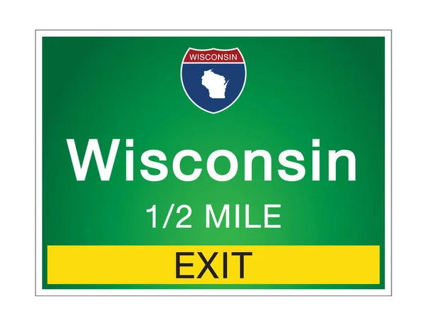 Panneaux Routiers Avant Sortie État Wisconsin Des États Unis Sur — Image vectorielle