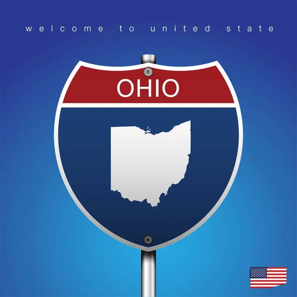 Sign Road America Style State American Blue Background Message Ohio — стоковый вектор