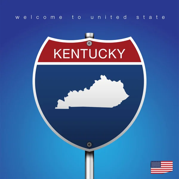 Sign Road America Style State American Avec Fond Bleu Message — Image vectorielle