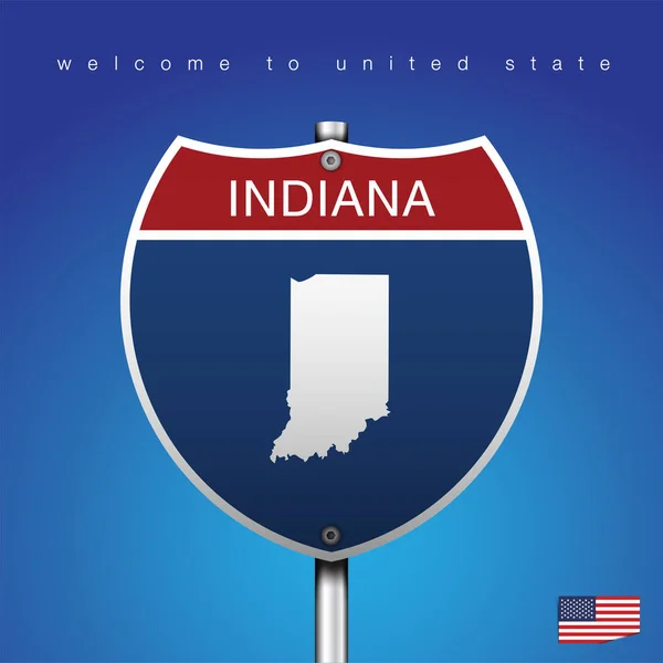 Sign Road America Style State American Blue Background Message Indiana — стоковый вектор