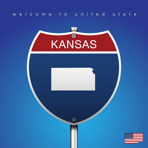 Sign Road America Style State American Avec Fond Bleu Message — Image vectorielle