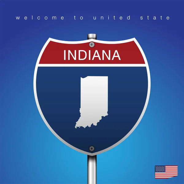 Sign Road America Style Mit State American Mit Blauem Hintergrund — Stockvektor