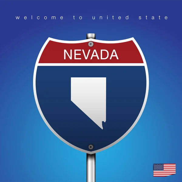 Sign Road America Style State American Blue Background Message Nevada — Stock Vector