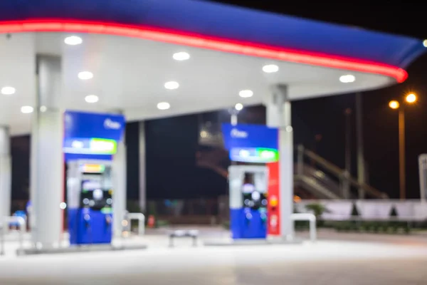 Atmosphere Lighting Blurred Gas Station Nigh — Stock Photo, Image